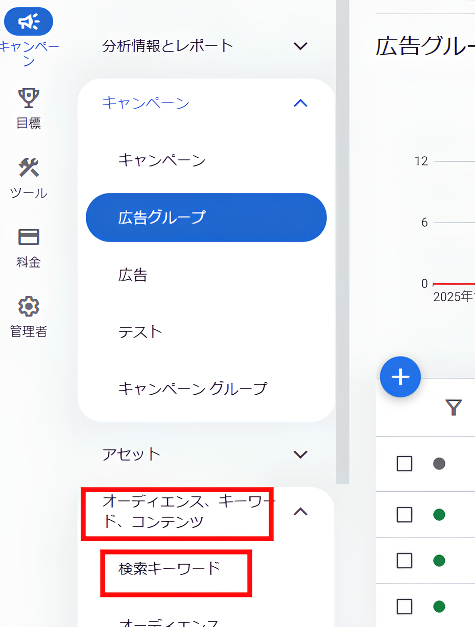 Google広告管理画面トップページ