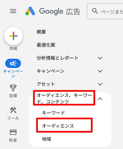 Google広告管理画面トップページ
