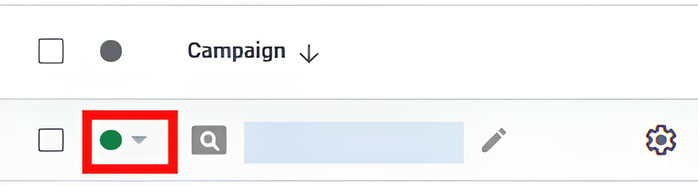 キャンペーンの横にある緑色のボタン