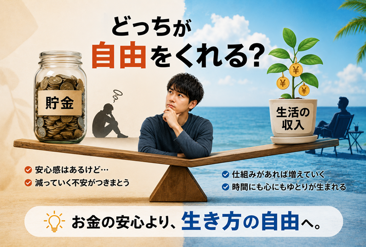 お金の安心より生き方の自由を選択するイメージ