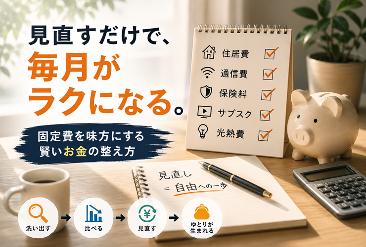 見直すだけで毎月がラクになるイメージ