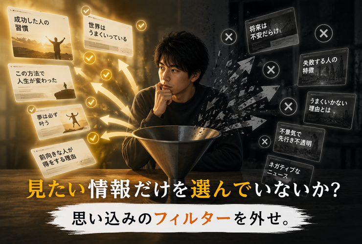 思い込みのフィルターを外すイメージ