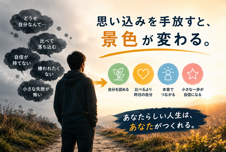 思い込みを手放すと景色が変わるイメージ