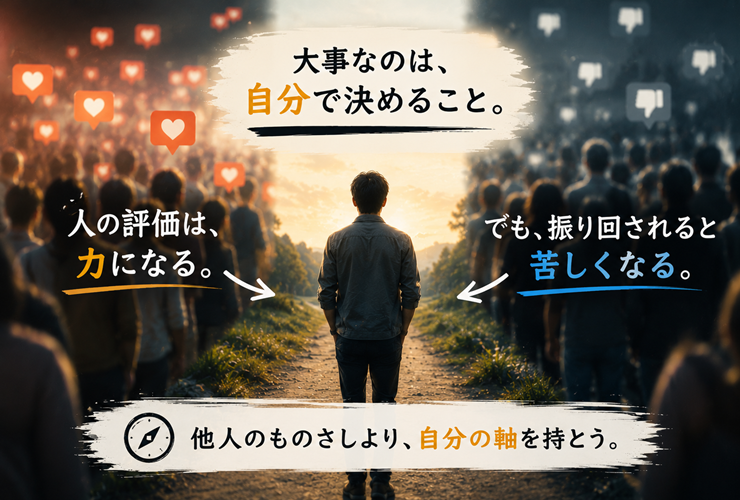 他人のものさしより自分の軸をもつイメージ