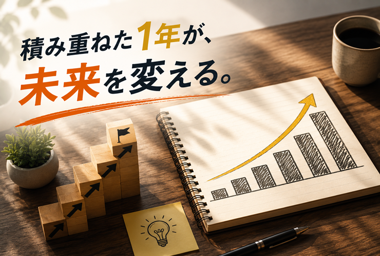 積み重ねた1年が未来を変えるイメージ