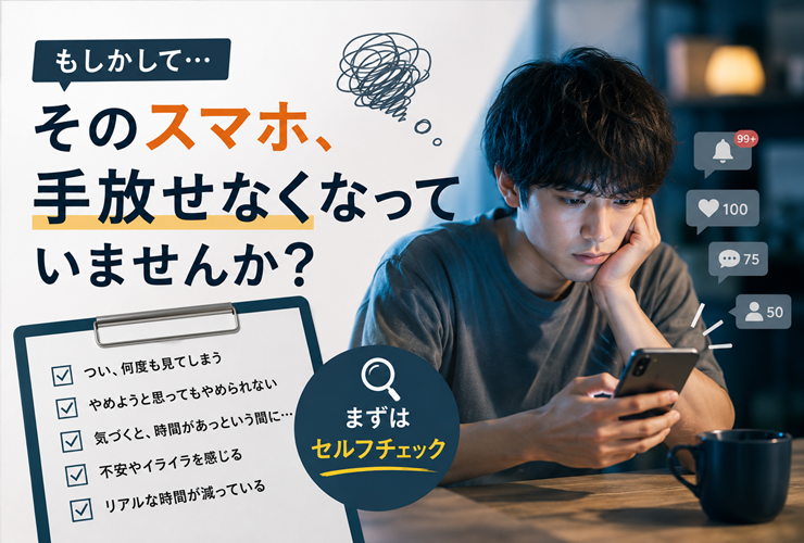 スマホが手放せなくなっている人のイメージ