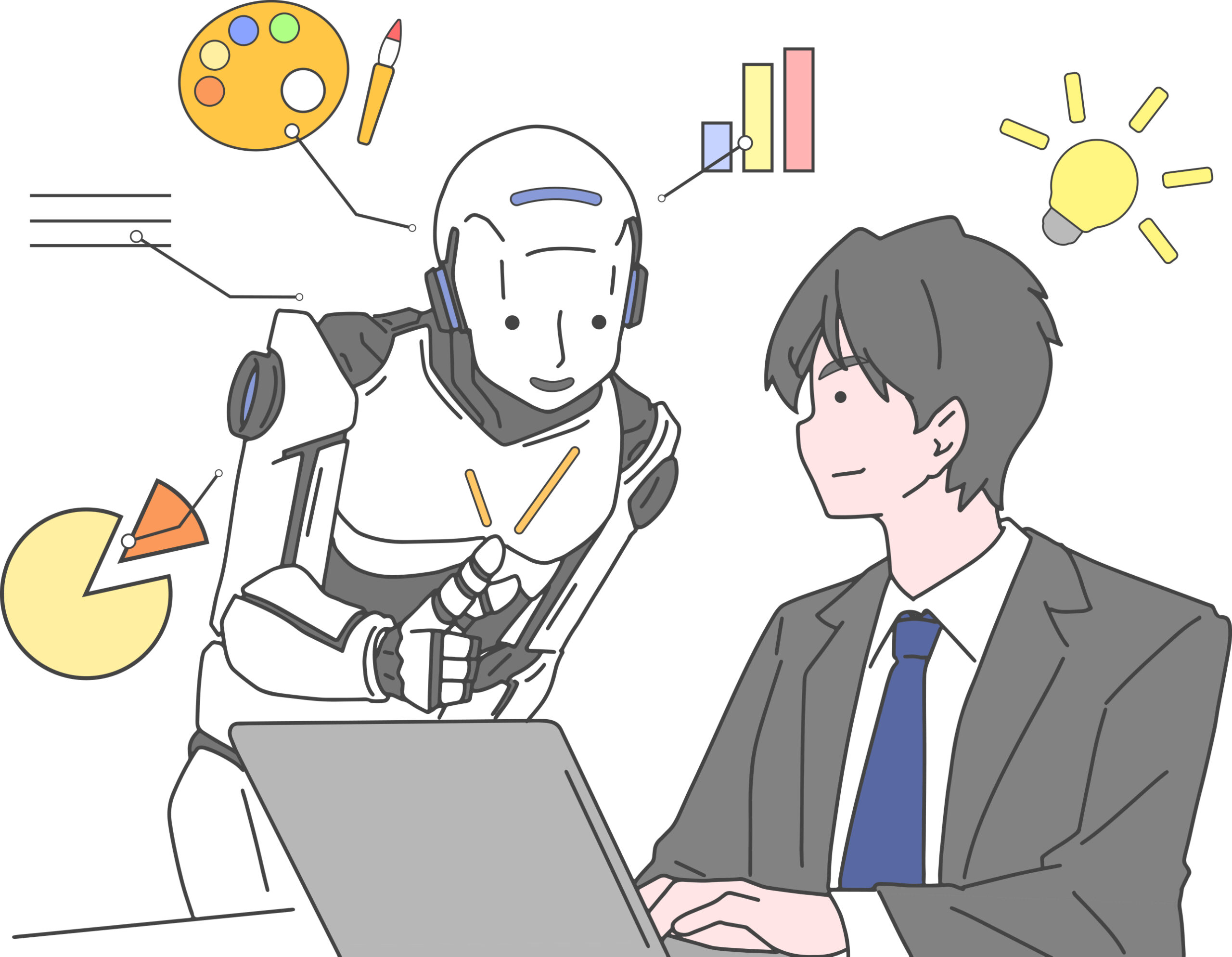 AIにアドバイスを受けて働く人