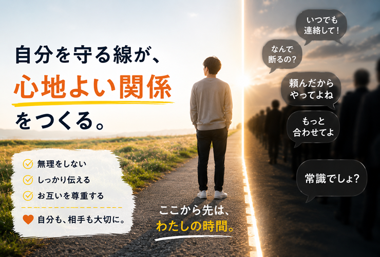 自分を守る線が心地よい関係をつくるイメージ