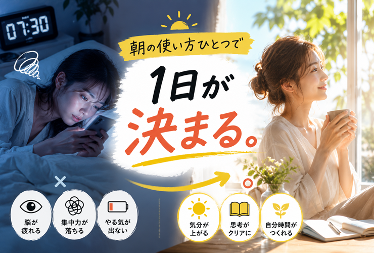 朝の使い方ひとつで1日が決まるイメージ