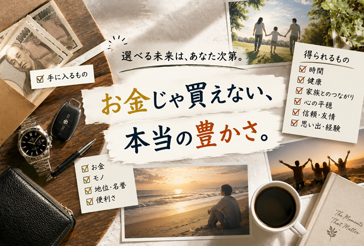 お金じゃ買えない本当の豊かさのイメージ