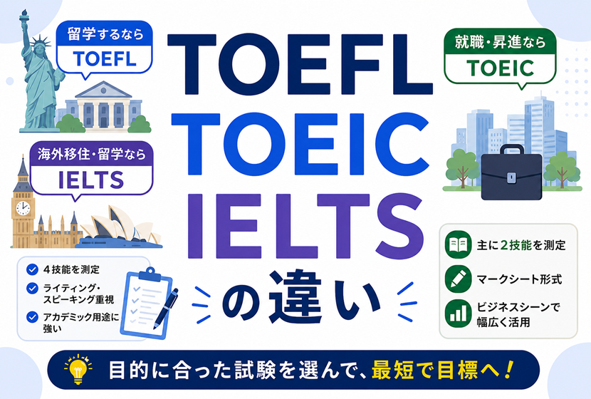TOEFL・TOEIC・IELTSの違い