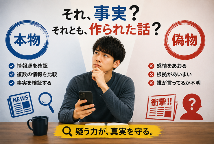 疑う力が真実を守るイメージ