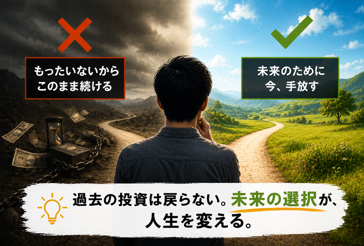 未来の選択が人生を変えるイメージ
