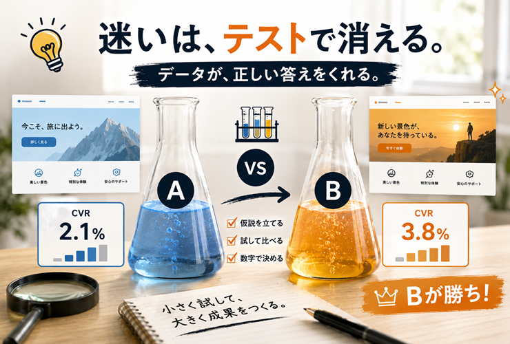 迷いはテストで消えるイメージ