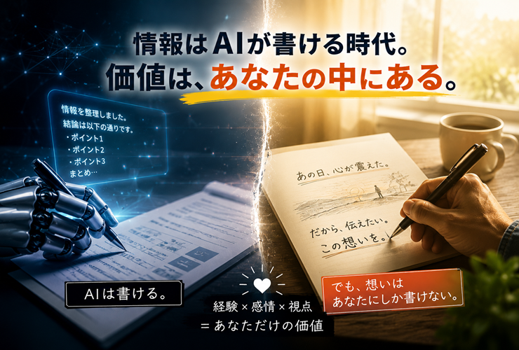 情報はAIが書ける時代に、人が書いた文章の中にこそ価値があるイメージ