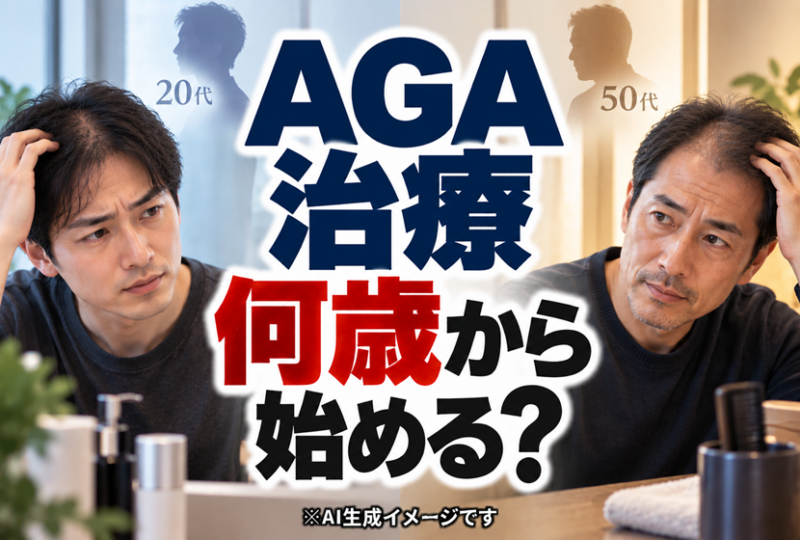 AGA治療を始めるか悩む20代と50代の2人の男性のイメージ