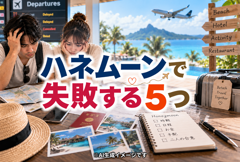 ハネムーンで失敗しやすい5つのことのイメージ