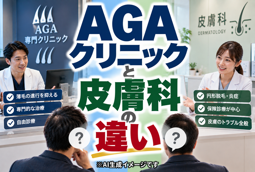 AGA専門クリニックと皮膚科の違いのイメージ