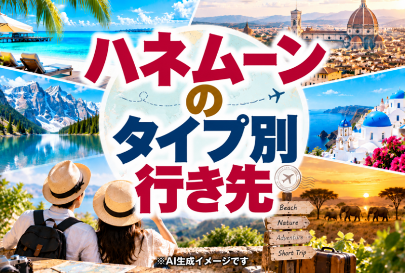 5つのタイプで見るハネムーンの行き先のイメージ