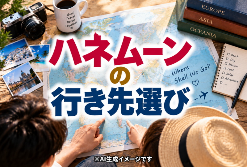 ハネムーンの行き先選びのイメージ