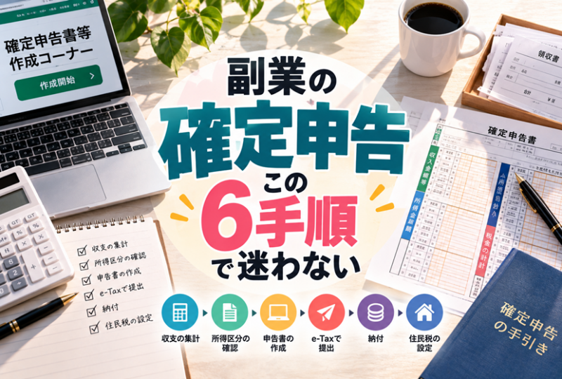 副業の確定申告6手順のイメージ